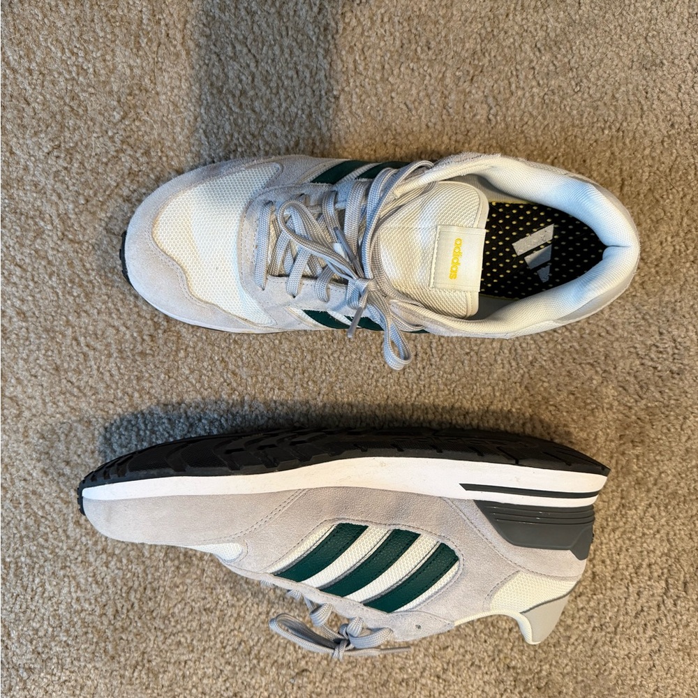 Adidas Men's White, Grey, and Green Sneakers - Picture 2 of 6